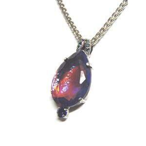Mariana Swarovski Necklace Dichroic Purple Amethyst 30" Silver Chain New